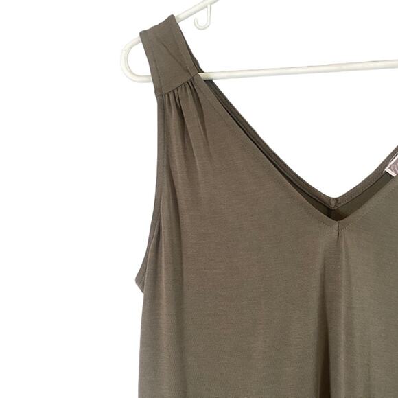 Chelsea28 Olive Green Sleeveless V-Neck Modal Blend Blouse Women Sz S - Picture 4 of 7